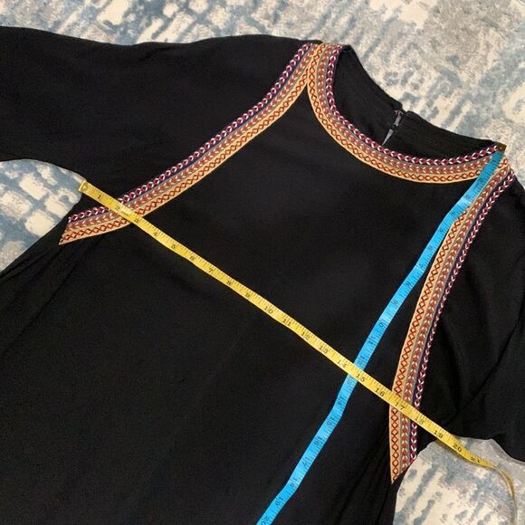 METISU dress keyhole back button closure tribal trim partial lined women’s sz XL - Picture 9 of 13